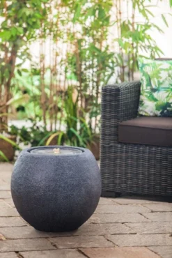 Heissner Garden Fountain "Ball LED", Black Color, 50x50x43cm (016601-03)