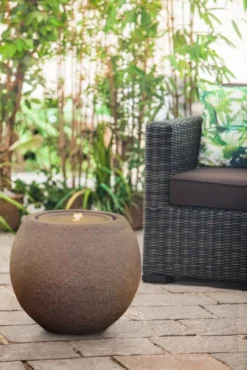 HEISSNER Garden Fountain "Ball LED", Rusty Color, 50x50x43cm (016601-17) -Heissner 016601 17 stibi heissner