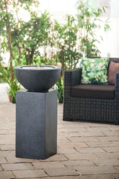 Heissner Gartenbrunnen-Sockel "Tower", Black Color, 39x39x68cm (016612-03) -Heissner 016602 03 016612 03 stibi heissner