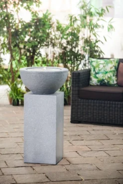 Heissner Gartenbrunnen-Sockel "Tower", Granite Color, 39x39x68cm (016612-09) -Heissner 016602 09 016612 09 stibi heissner