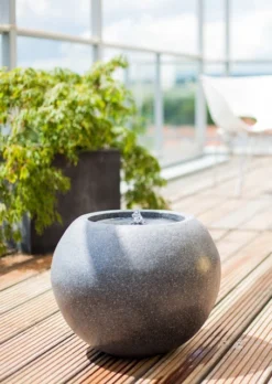 HEISSNER Garden Fountain "Ball Jr. LED", Black Color, 44x44x36cm (016607-03) -Heissner 016607 03 stibi heissner