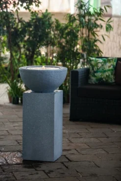 Heissner Gartenbrunnen-Sockel "Tower", Granite Color, 39x39x68cm (016612-09) -Heissner 016609 02 016612 09 daemmerung heissner