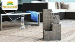 HEISSNER Gartenbrunnen "Stufenbrunnen LED", Holzfarben, 26x21x49cm (016647-00) -Heissner IjaXDODfheg
